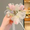 Goma para el pelo de flor de tulipán súper de hadas con cinta para niños, niñas y bebés, adecuada para peinados de moño