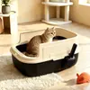 Caixa de areia para gatos semi-fechada extra grande, removível, tamanho super grande, bandeja de areia para gatos anti-respingo e à prova de odores, vaso sanitário para gatos, disponível para compra em atacado