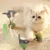 Vaso con hierba gatera, dispensador automático para gatos, libera tus manos, un juguete autoentretenedor para gatos, con plumas reemplazables, duradero