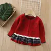 Cardigã Suéter Infantil com Forro de Fleece, Suéter Vestido Espesso para Meninas, Conjunto de Jaqueta Tricotada Estilo Transfronteiriço para Meninas