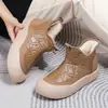 Nuevos Zapatos de Invierno Venta Cruzada Dropshipping Botas de Mujer Zapatos de Algodón Forrados de Borrego Suela Blanda Forrados de Borrego Moda Patchwork Cuero Botas de Nieve