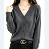 Cardigan Suéter Gola V Feminino 2026 Outono Inverno Novo Solto Emagrecedor Versátil Manga Longa Cor Sólida Malha Outerwear Top