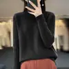 Suéter folgado, tricô casual, 02025, gola alta discreta, camada interna, camada base espessa, feminino, 10% lã, novo estilo, transfronteiriço, cinza