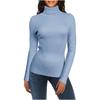 Camiseta Base de Punto de Cuello Alto para Mujer de Comercio Exterior Europeo y Americano, Suéter Pulóver Cálido, Sexy, Ajustado, a la Moda