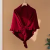 Chal de cachemira, prenda exterior para mujer, chal triangular cálido, bufanda tejida, calentador de cuello, pieza de moda versátil, color liso, capa exterior