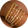 Pulseira de 26 Letras com Pérolas Artificiais Empilhadas e Multicamadas, Conjunto Fashion Elegante de 6 Peças para Mulheres