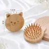 Pente de madeira com almofada de ar de bambu para mulheres, uso doméstico, pente massageador de meridianos da cabeça, portátil e personalizável com gravação