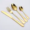 Fabricante 1010 Acero Inoxidable Chapado en Titanio Cubiertos Cuchillo para Filete Tenedor Cuchara Hogar Hotel Comida Occidental Cuchillo y Tenedor Juego de Cuatro Piezas