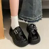 2026 Nuevos Mocasines de Mujer Estilo Británico, Zapatos Negros de Charol con Suela Gruesa para Aumentar la Altura con Doble Hebilla Metálica, Zapatos Pequeños de Cuero Versátiles con Suela Suave