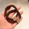 Goma para el pelo de tela con temática de oso, Diadema de tela de alta elasticidad, Goma para el pelo plisada, Scrunchie de seda helada, Cuerda para el pelo trenzada esponjosa
