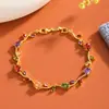 Nuevo E-commerce Transfronterizo Europeo y Americano Diseño Sencillo Forma de Hoja Elegante Nicho Versátil Chapado en Cobre Oro de 18 Quilates Color Pulsera