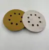 Folha de Lixa Flocked Sandpaper de 5 Polegadas e 8 Furos Cor Dourada, Folha de Lixa Velvet com Suporte de Areia Amarelo, Lixa para Lixadeira Pneumática, Lixa Transfronteiriça