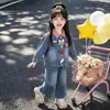 Jaqueta jeans estilo coreano para meninas, nova coleção primavera/outono 2026, jaqueta infantil estilosa, look de outono, top casual para bebês