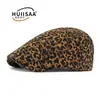 Boné Americano Retro com Estampa de Leopardo para Mulheres, Boina Versátil Estilo Duckbill que Afina o Rosto, Adequado para Todas as Estações, Boina Newsboy Britânica