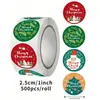 Un rollo de pegatinas navideñas de 2.5 cm Pegatina redonda adhesiva para regalo de Navidad y pastel