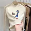 Roupa íntima base nova para meninas, de outono e inverno, com fleece dos dois lados, top quente casual infantil de gola alta