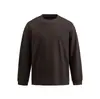 Roupas Vintage Yidao 2026 Outono Novo Design Simples com Costura Visível Cor Café Camiseta de Manga Longa Modelagem Solta Camisa Básica de Alta Qualidade para Homens