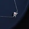 Collar de Barra de Equilibrio en Forma de Cruz, Collar de Perlas de Plata Esterlina para Mujer, Incrustado de Diamantes, Diseño de Nicho de Alta Gama, Cadena para Clavícula Versátil y de Moda