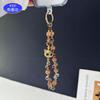Cadena para Teléfono Móvil de Bola Redonda con Diamantes y Cuentas de Cristal de Gato, Lanyard Corto de Cabeza de Gato de Dibujos Animados de Moda, Cadena de Cristal Colorida para Teléfono Móvil