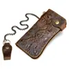 Cartera de hombre piel cadena larga capa superior billetera de res múltiples tarjetas antirrobo cremallera cepillada monedero venta al por mayor transfronteriza