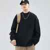 Camiseta Masculina Solta Pesada Outono Bolso Manga Longa Estilo Japonês Moderno Retrô Lobo do Norte Simples Versátil