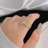 Anel Ajustável Fosco Abertura Ouro Areia Fina Moda Feminina Doce Luxo Leve Nicho Anel Exquisito Design Antigo