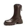 Botines Cortos de Piel de Vaca Estilo Británico con Tacón Grueso, Botas Delgadas Estilo Botín Martin, Botas de Otoño e Invierno para Mujer, Moda de Gama Alta Suela Suave Estilo Nuevo