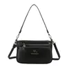 Bolsa de Couro Simples Multicamadas com Zíper para Axila Versátil para o Dia a Dia Ombro Único Transversal Leve Estilo Diário Pequena Bolsa Quadrada Feminina