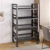Prateleira de chão com cestos para vegetais, armazenamento móvel, micro-ondas, armazenamento de vegetais, prateleira doméstica multifuncional, estante de armazenamento