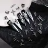 Joias de unha de cruz novas transfronteiriças para Halloween, punk, liga metálica escura, acessórios de unha DIY