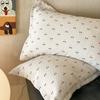 Fronha Jacquard Tingida em Fio de Algodão Floral de Quatro Camadas Amiga da Pele Macia Fronha de Peça Única Bolinhas Casa Atacado
