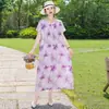 Novo vestido de algodão e seda estilo étnico para mulheres, estilo de férias de verão plus size, elegante vestido de praia de alta qualidade para mães