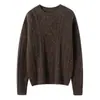 Novedad Otoño/Invierno 2026 Hilo Jaspeado 100% Cachemira Jersey de Punto Cuello Redondo Manga Larga Tejido de Cable Suave y Esponjoso Suéter Superior de Cachemira