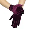 Guantes cortos de terciopelo dorado elástico para mujer, guantes de franela cálidos para el frío de otoño e invierno, accesorios retro para baile y casuales
