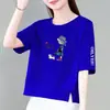 Comercio Exterior Transfronterizo Estilo Mamá de Comercio Exterior Camiseta de Manga Corta para Mujer de Mediana Edad Holgada Casual Versátil Camiseta Base Superior