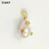 WT-MP138 Forma Irregular Natural Color Perla Barroca Zirconia Incrustada Pendientes Collar Colgante Pequeño