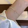 Pulsera de perlas de plata de ley S925 para mujer, pulsera simple y linda con un diseño delicado y lindo, accesorio de joyería de alta gama
