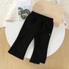 Calça com Forro de Fleece para Bebê Menina 2025 Inverno Novo Estilo Calça Flare Dividida para Menina Pequena Outono e Inverno Casual Versátil Calça Longa