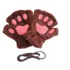 Luvas de Pelúcia Meio Dedo Patinha de Gato Fofas para Outono e Inverno para Estudantes, Luvas Sem Dedos Quentes com Forro de Lã Patas de Urso para Escrever, Transfronteiriças