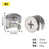 Venta al por mayor de fábrica tornillo de remache excéntrico accesorios de conexión para gabinete herrajes fijos conector tres en uno para muebles