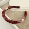 Diadema de Lana a Cuadros Rojos, Estilo Coreano, Diadema de Ala Ancha, Estilo Nicho para Salir, Pinza Elegante para Cubrir el Cabello Gris
