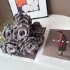Flor Artificial nueve cabezas diamante rosa mango rayo fondo haz decoración del hogar camino plomo rizado conjunto pared de flores boda Exterior