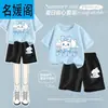 Traje de Verano para Niñas 2025 Nuevo Camiseta de Manga Corta de Algodón Puro para Niños Tallas Mediana y Grande Conjunto de Dos Piezas de Verano para Niñas Shorts