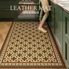 Alfombrillas de Cocina Retro de Cuero Estilo Americano, Impermeables, Resistentes a Manchas, Fáciles de Limpiar, Antideslizantes, Alfombrillas para Decoración del Hogar