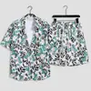Hawaii Seaside Beach Holiday terno masculino solto plus size casal moda marca camisa de manga curta casual conjunto de duas peças