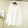 Nueva camisa básica térmica de polar gruesa para otoño e invierno, de cuello redondo, longitud media para mujer, corte holgado, talla grande, manga larga, cálida y con forro de polar