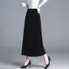 Nueva Falda de Color Sólido para Mujer para el Otoño 2026, Moderna y Elegante, Cintura Alta Elástica, Falda de Línea A de Longitud Media Adelgazante