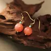 Aretes Redondos de Perlas Color Cereza Flor de Durazno Chapados en Oro AliExpress Transfronterizos Nuevos Aretes de Moda Gancho para Oreja de Cristal Rosa Elegante Fresa
