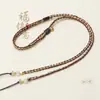 Cordón para Collar de Clavícula con Aventurina, Ágata, Cordón Tejido a Mano de Cuatro Hilos, Tejido Cruzado con Cuentas Dzi, Jade y Colgante de Cera de Abeja