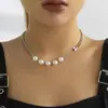 Europa e Estados Unidos joias transfronteiriças personalidade moda estilo doce legal corrente tipo clipe de papel colar colar de metal com pérola de imitação vintage